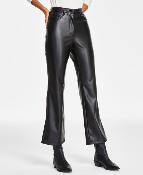 Black Tape Womens Coated Straight Leg Ankle Pants
